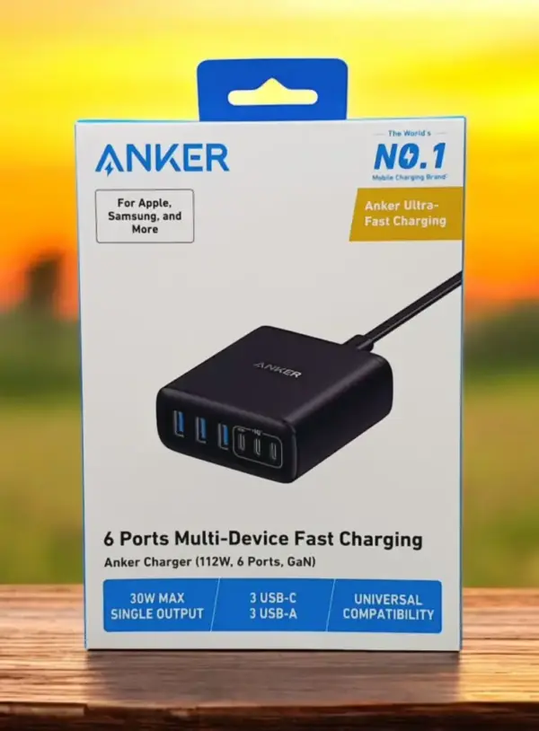 ANKER CHARGER (112W, 6 PORTS, GAN) | 6 PORTS MULTI-DEVICE FAST CHARGING